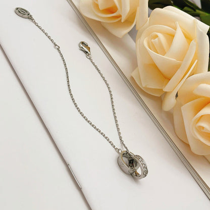 [Elite]LOVE DOUBLE RING HALF DIAMOND BRACELET