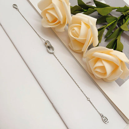 [Elite]LOVE DOUBLE RING HALF DIAMOND BRACELET