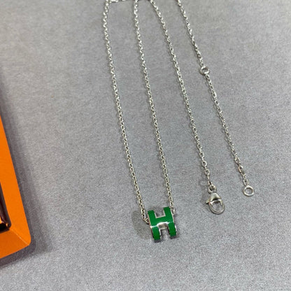 [Elite]POP H GREEN NECKLACE SILVER AND GOLD