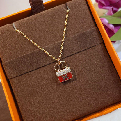 [Elite]CONSTANCE RED PEDANT PINK GOLD NECKLACE