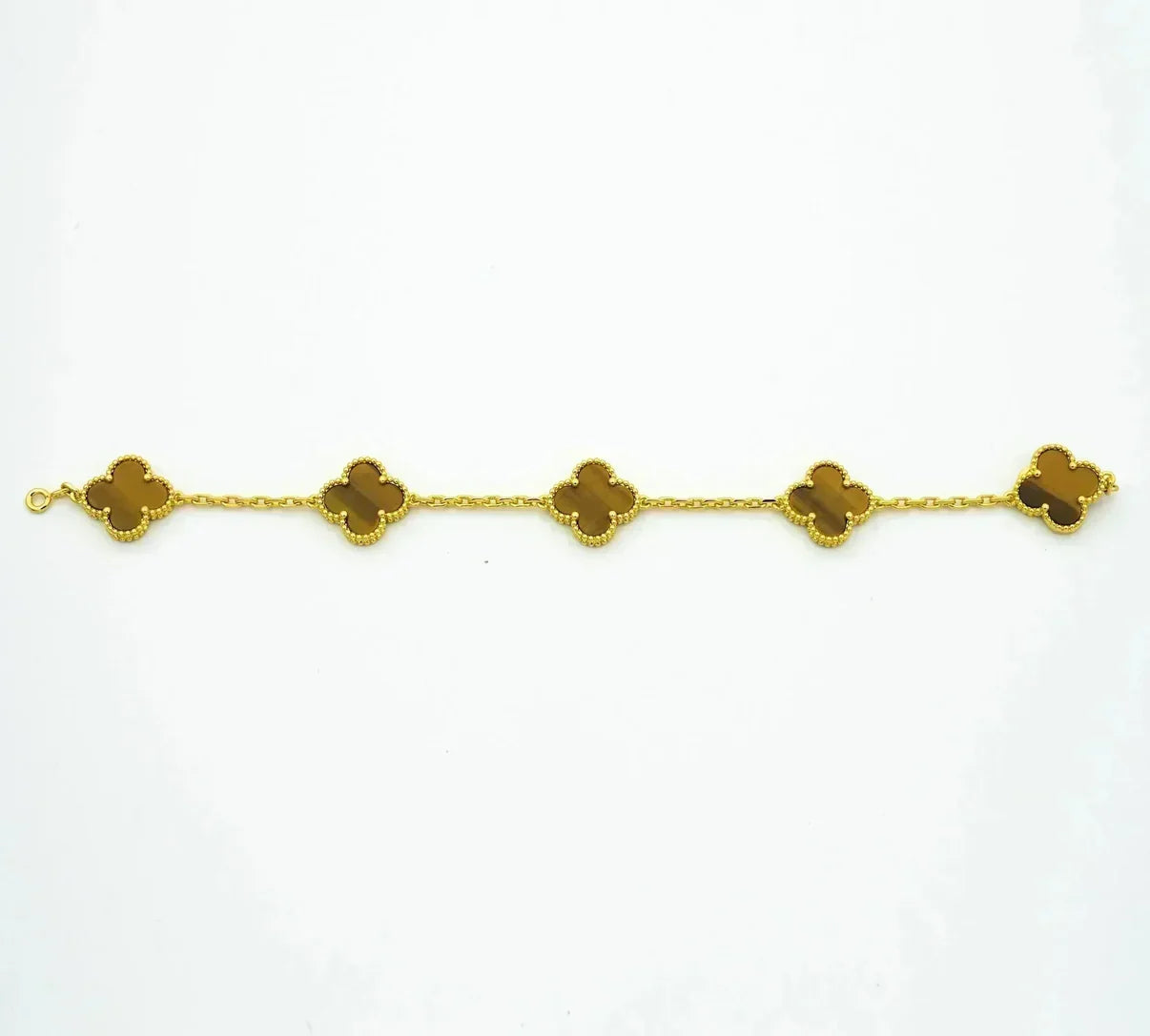 [Elite] CLOVER 5 MOTIFS TIGER EYE BRACELET COLLECTION