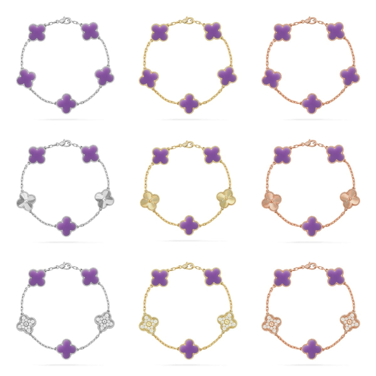 [Elite]CLOVER 5 MOTIF LIGHT PURPLE BRACELET COLLECTION