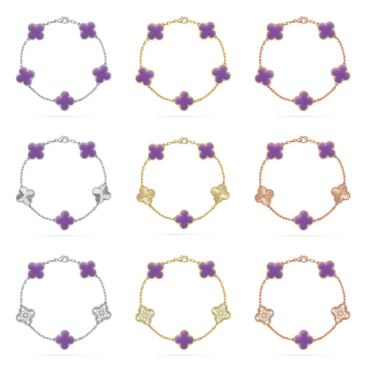 [Elite]CLOVER 5 MOTIF LIGHT PURPLE BRACELET COLLECTION