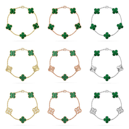 [Elite] CLOVER 5 MOTIF MALACHITE BRACELET COLLECTION