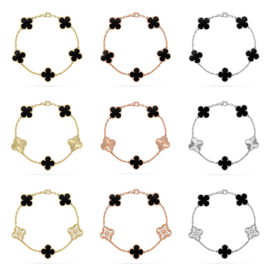 [Elite] CLOVER 5 MOTIF ONYXS BRACELET COLLECTION