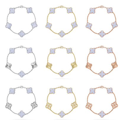 [Elite] CLOVER 5 MOTIF PURPLE CHALCEDONY BRACELET COLLECTION