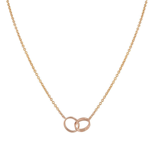 [Elite]LOVE NECKLACE DOUBLE RING PINK GOLD
