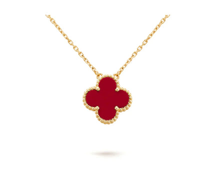 [Elite]CLOVER 15MM CARNELIAN SINGLE FLOWER NECKLACE