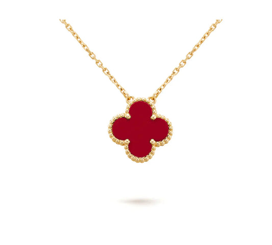 [Elite]CLOVER 15MM CARNELIAN SINGLE FLOWER NECKLACE