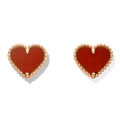 [Elite]HEART CARNELIAN STUD EARRINGS