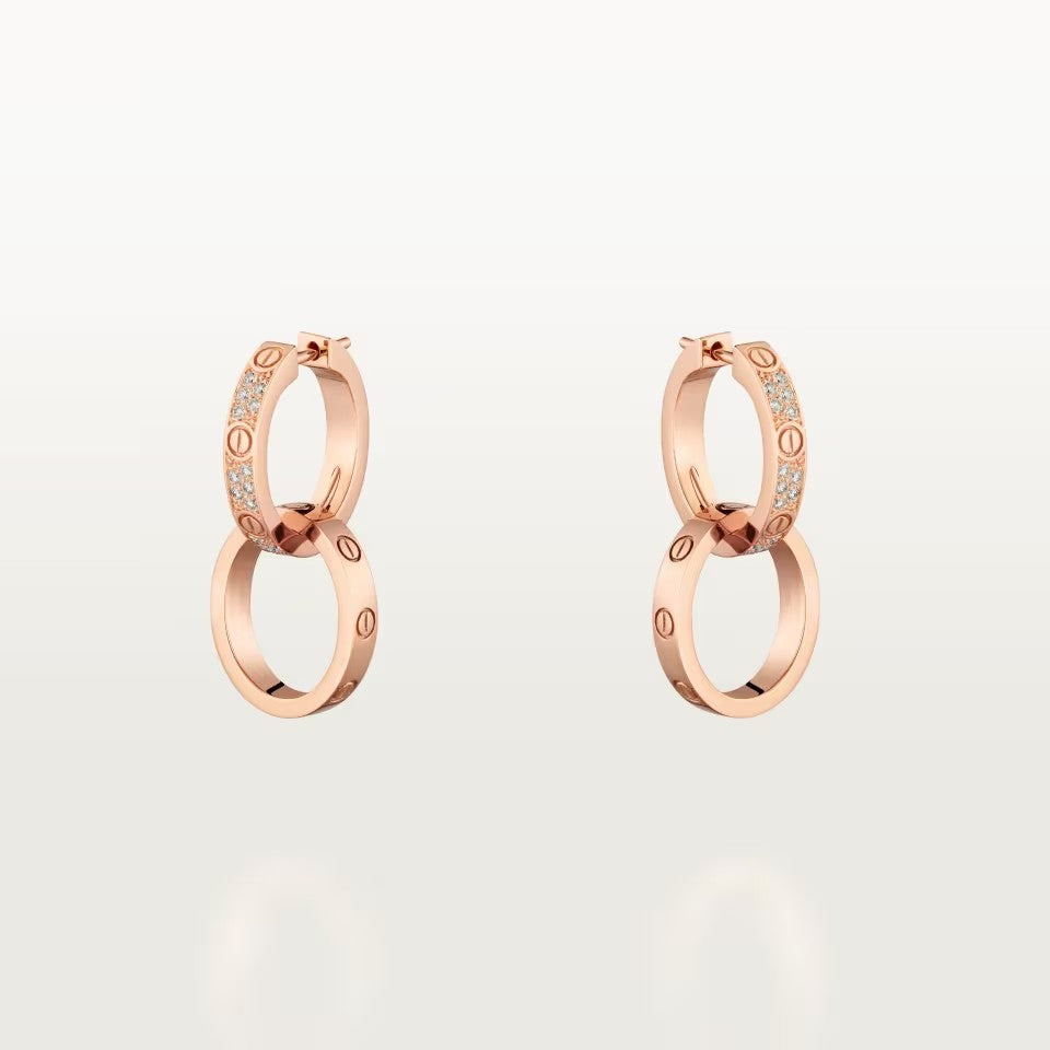 [Elite]LOVE 3.3MM DANGLE HALF DIAMOND EARRINGS