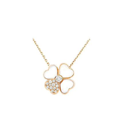 [Elite]CLOVER MOP DIAMOND ROSE GOLD NECKLACE