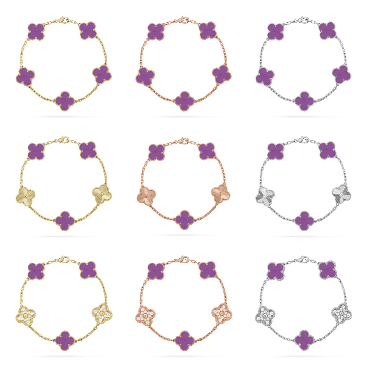 [Elite] CLOVER 5 MOTIF VIOLET BRACELET COLLECTION