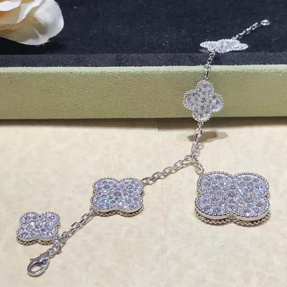[Elite]CLOVER 6 MOTIFS SILVER DIAMOND BRACELET