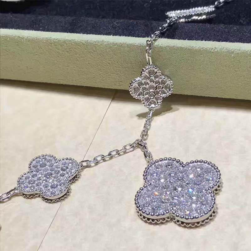 [Elite]CLOVER 6 MOTIFS SILVER DIAMOND BRACELET