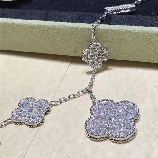 [Elite]CLOVER 6 MOTIFS SILVER DIAMOND BRACELET