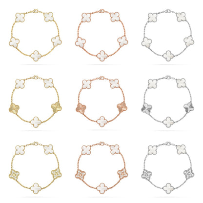 [Elite]CLOVER WHITE PEARL MOP 5 MOTIF BRACELET COLLECTION
