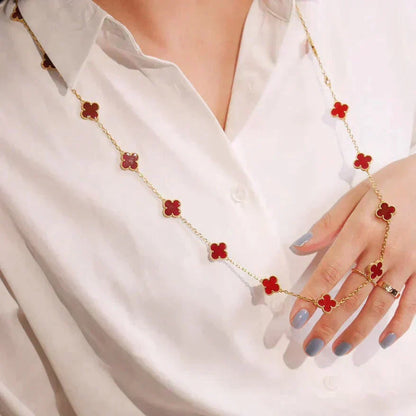 [Elite]CLOVER 20 MOTIFS CARNELIAN NECKLACE