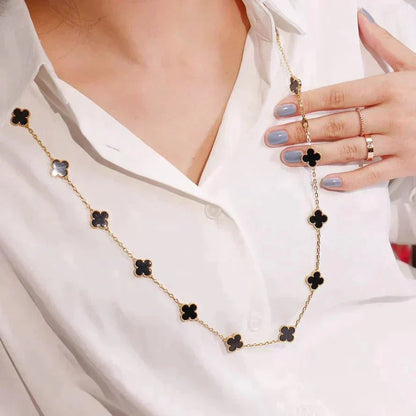 [Elite]CLOVER 20 MOTIFS ONYX NECKLACE