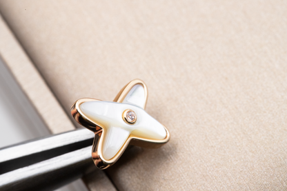 [Elite]JEUX DE WHITE MOP ROSE GOLD DIAMOND EARRINGS