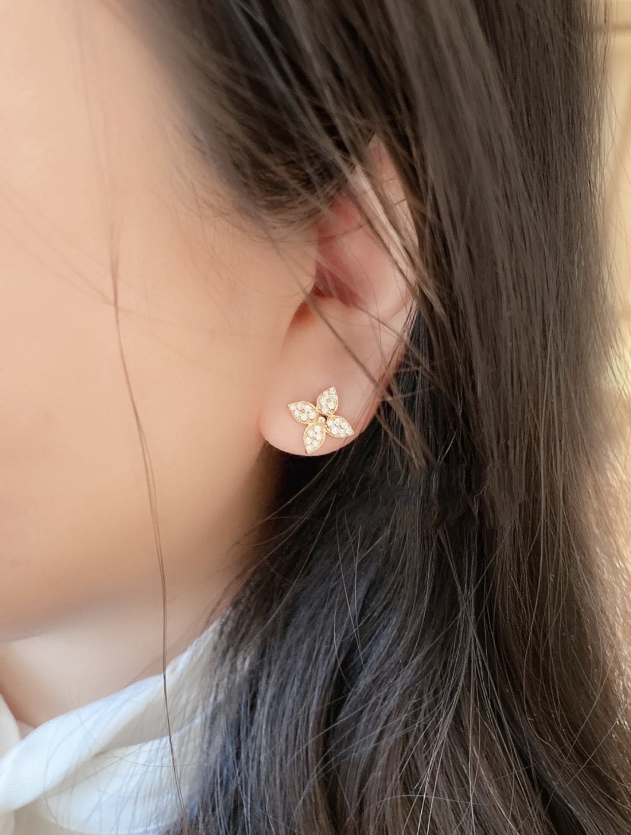 [Elite]STAR BLOSSOM STUD EARRINGS PINK GOLD DIAMONDS