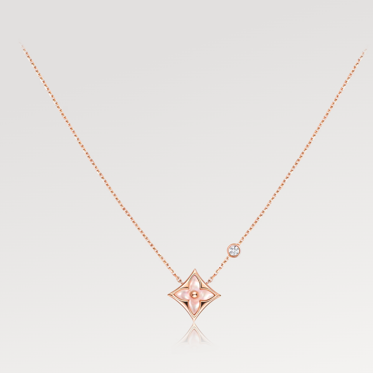 [Elite]STAR PINK MOP 1 DIAMOND PINK GOLD NECKLACE