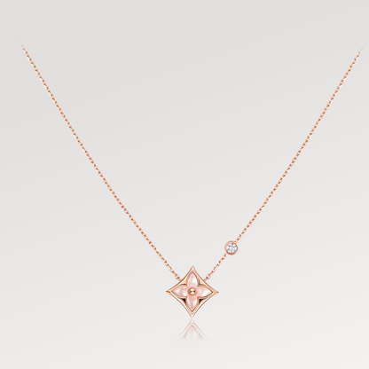 [Elite]STAR PINK MOP 1 DIAMOND PINK GOLD NECKLACE