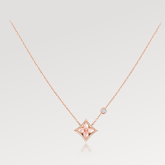 [Elite]STAR PINK MOP 1 DIAMOND PINK GOLD NECKLACE