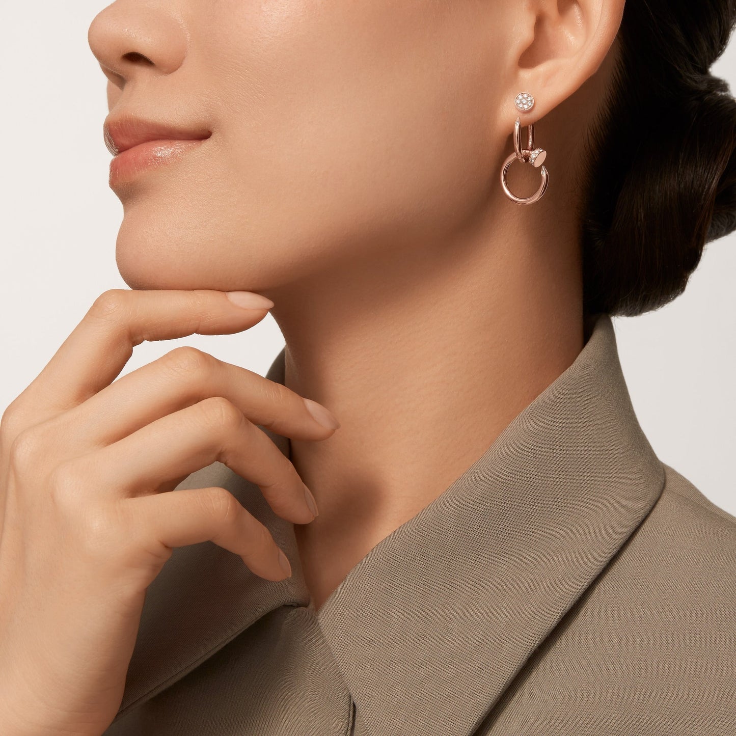 [Elite]JUSTE HALF DIAMOND DOUBLE EARRINGS