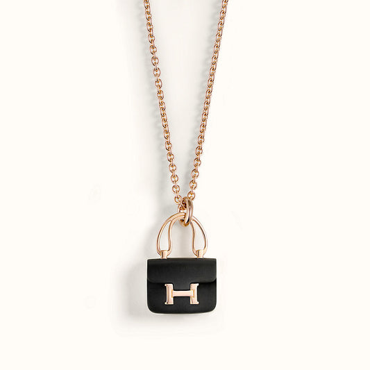 [Elite]CONSTANCE BLACK PEDANT PINK GOLD NECKLACE