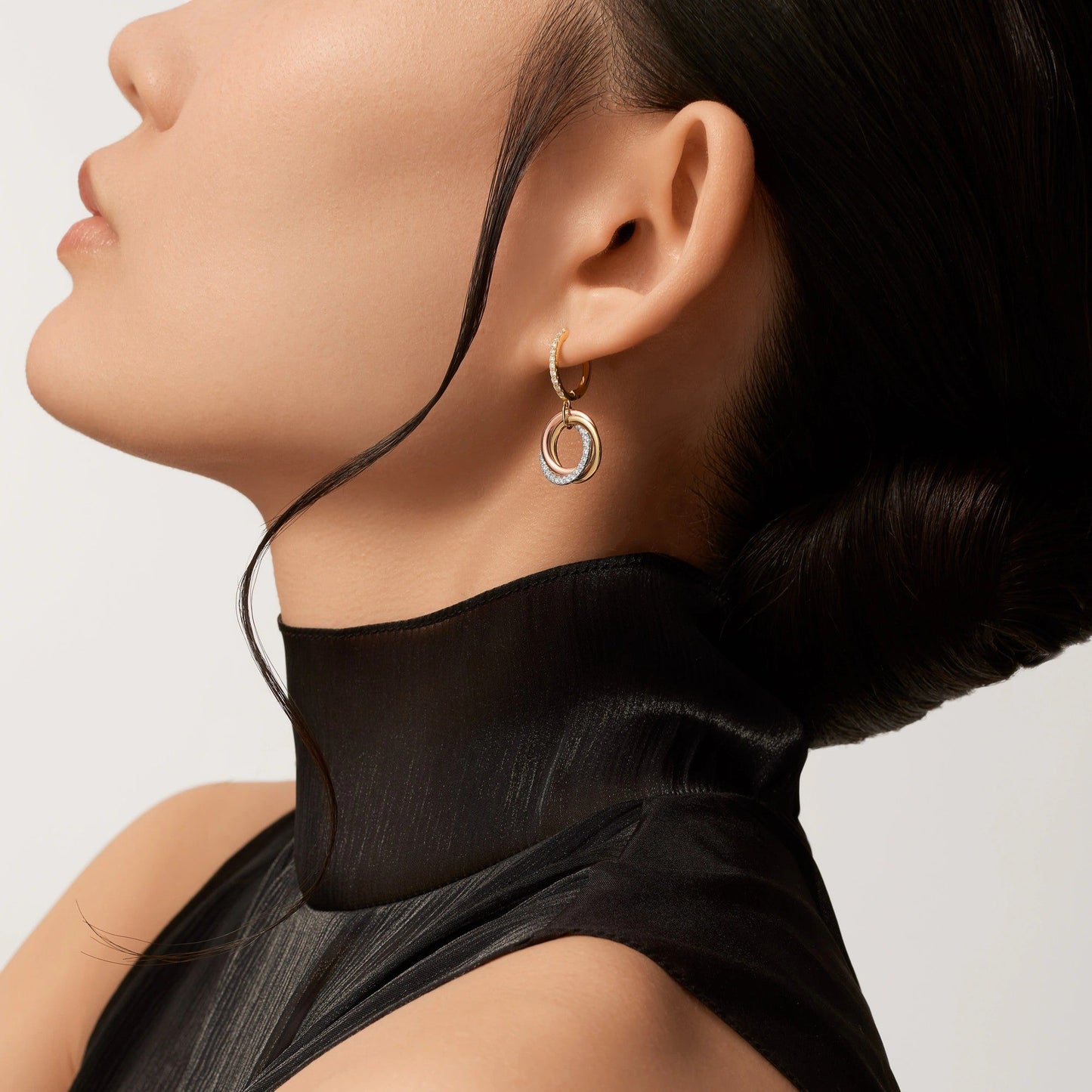 [Elite]TRINITY HALF DIAMOND  EARRINGS