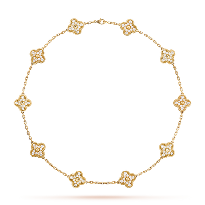 [Elite]CLOVER 10 MOTIFS DIAMOND NECKLACE