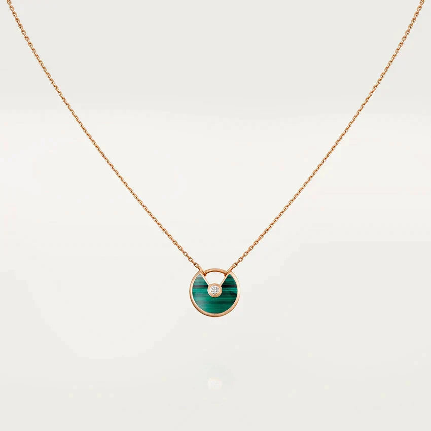 [Elite]AMULETTE ROSE GOLD MALACHITE NECKLACE