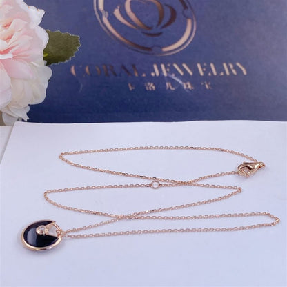[Elite]AMULETTE ROSE GOLD ONYX NECKLACE
