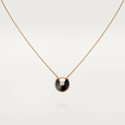 [Elite]AMULETTE ROSE GOLD ONYX NECKLACE