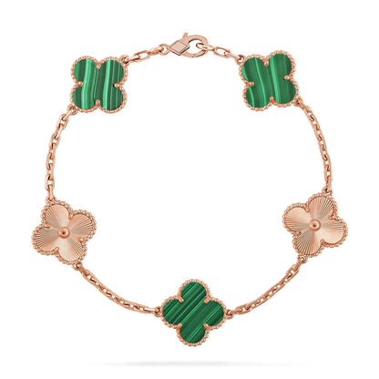 [Elite] CLOVER 5 MOTIF MALACHITE BRACELET COLLECTION