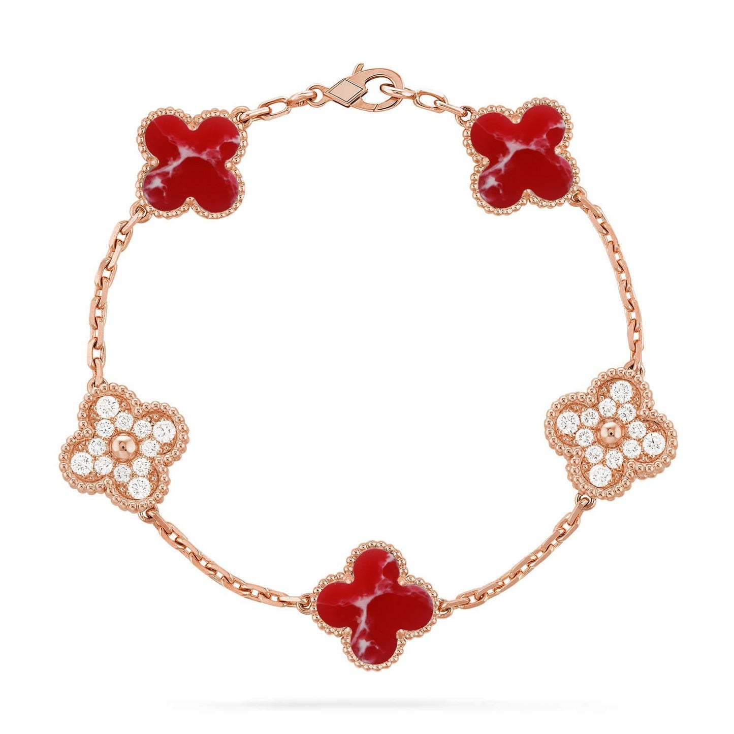 [Elite]CLOVER 5 MOTIF RED PATTERN BRACELET COLLECTION