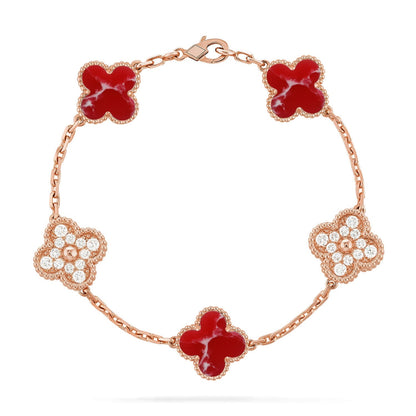 [Elite]CLOVER 5 MOTIF RED PATTERN BRACELET COLLECTION