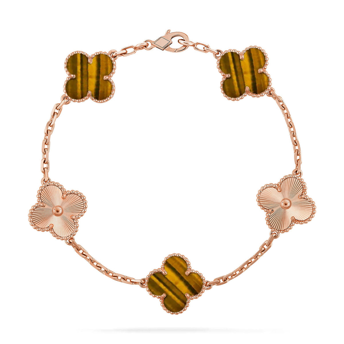 [Elite] CLOVER 5 MOTIFS TIGER EYE BRACELET COLLECTION