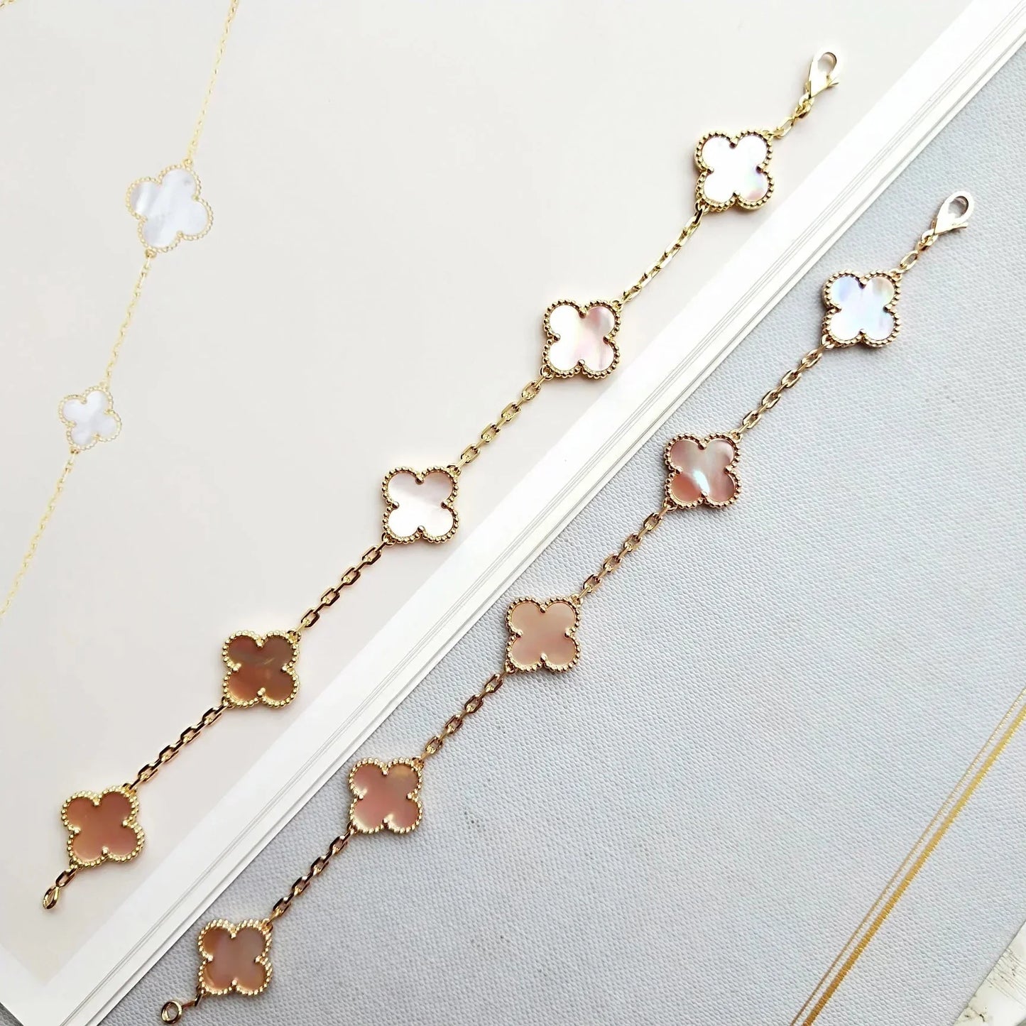 [Elite] CLOVER 5 MOTIFS  PINK MOP BRACELET COLLECTION