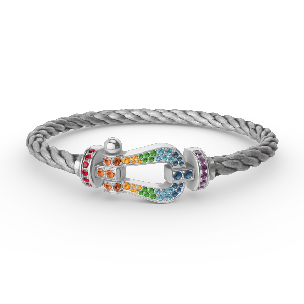 [Elite]FORC LARGE HORSESHOE  COLORED DIAMOND BRACELET SILVER