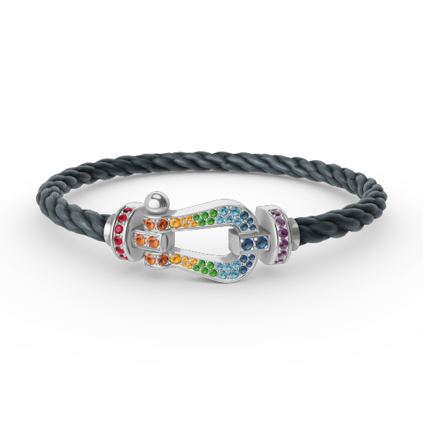 [Elite]FORC LARGE HORSESHOE  COLORED DIAMOND BRACELET SILVER