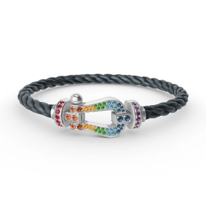 [Elite]FORC LARGE HORSESHOE  COLORED DIAMOND BRACELET SILVER