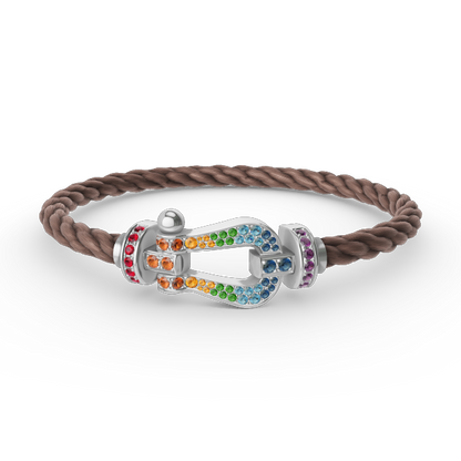 [Elite]FORC LARGE HORSESHOE  COLORED DIAMOND BRACELET SILVER