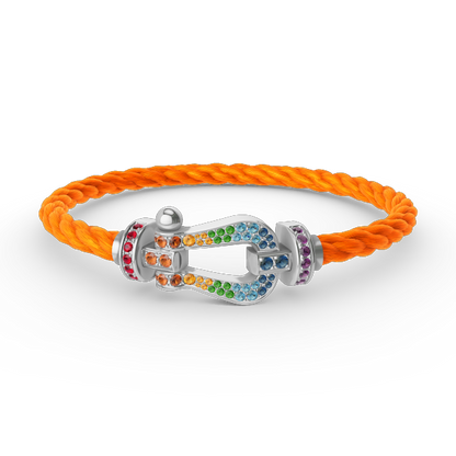 [Elite]FORC LARGE HORSESHOE  COLORED DIAMOND BRACELET SILVER