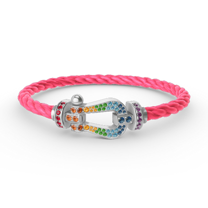 [Elite]FORC LARGE HORSESHOE  COLORED DIAMOND BRACELET SILVER
