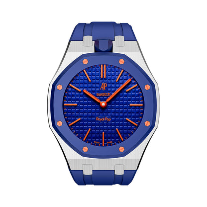 Oak Pop Dark Blue Steel Silicone Strap