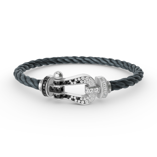[Elite]FORCE LARGE HORSESHOE BLACK WHITE DIAMOND BRACELET SILVER