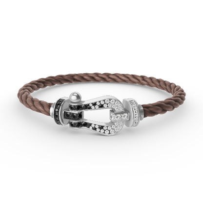 [Elite]FORCE LARGE HORSESHOE BLACK WHITE DIAMOND BRACELET SILVER