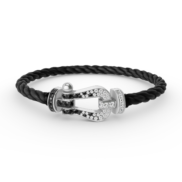 [Elite]FORCE LARGE HORSESHOE BLACK WHITE DIAMOND BRACELET SILVER